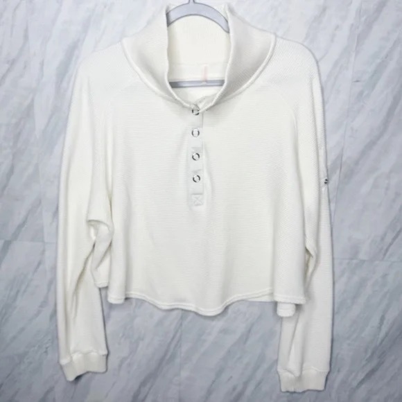 Free People FP Movement So Fly Ribbed Henley Layer Top Medium - Picture 5 of 9